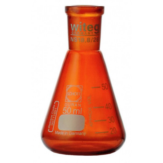 Erlenmeyer flask amber stained, Capacity: