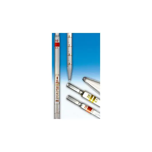 Grad. pipettes, measuring,10 ml:0,1, DIN-AS