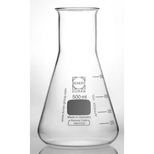 Erlenmeyer-flasks, borosilicate-glass, with graduation, 1000